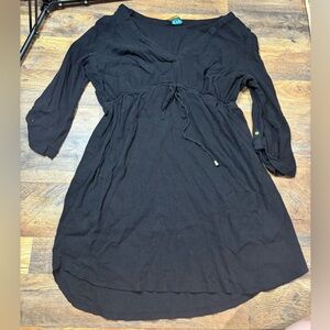 Black V-Neck 3/4 Sleeve Sundress ( maternity )